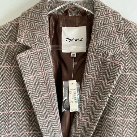 Madewell Larsen Blazer in Brown Plaid Size XXS